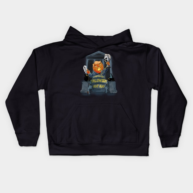 Its The Most Wonderful Time Of The Year Black Cat Halloween Kids Hoodie by dudelinart